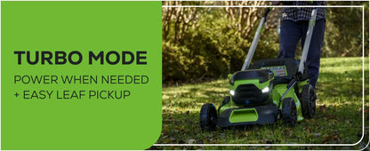 Greenworks 60V 21” Cordless Lawn Mower with LED Lights, Aluminum Handles, 5.0Ah Battery, Rapid Charger, and Dual Port Auto Switch – Powerful, Quiet, and Eco-Friendly Mowing Solution