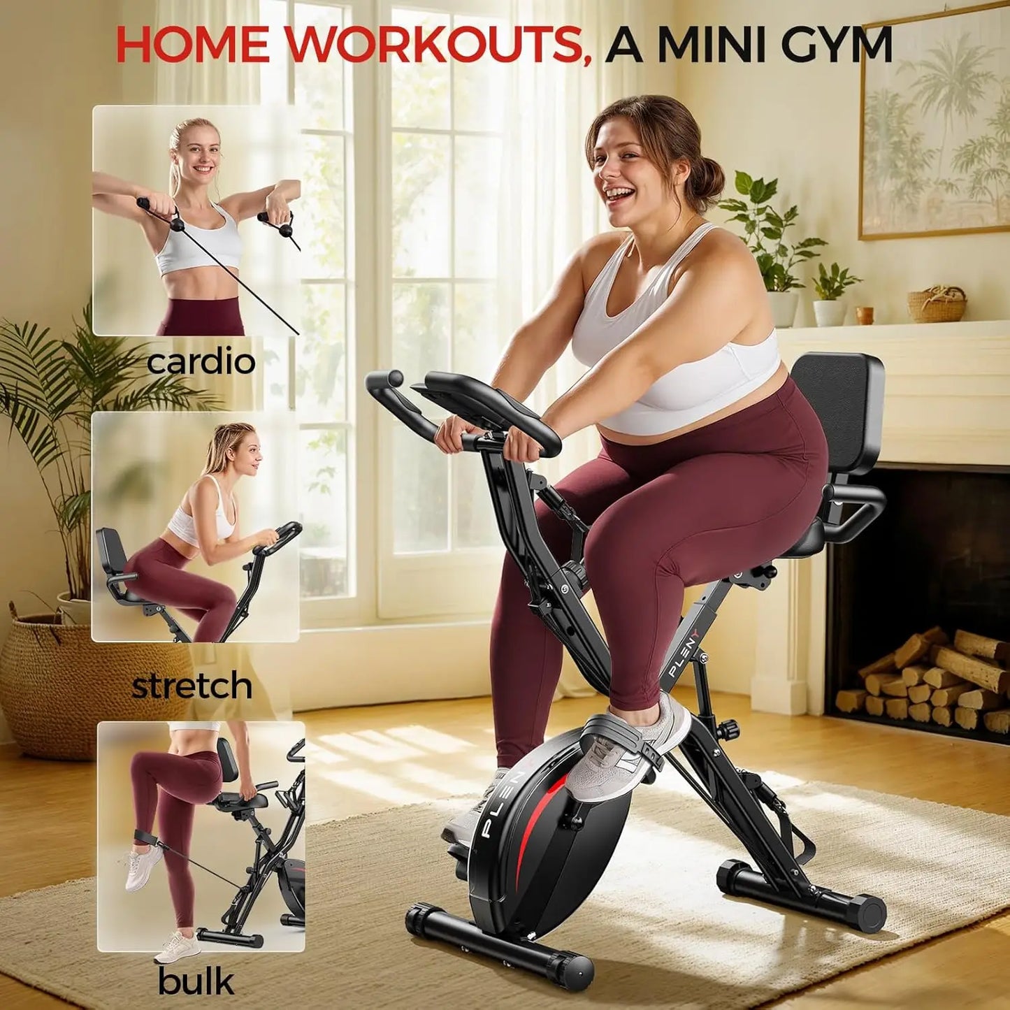 PLENY 5-in-1 Folding Exercise Bike – Your Ultimate Home Workout Companion