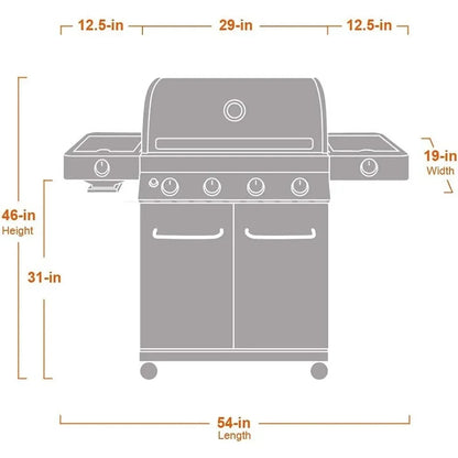 4-Burner Propane Gas Grill – Stainless Steel Cabinet Style with Side & Sear Burners 🔥