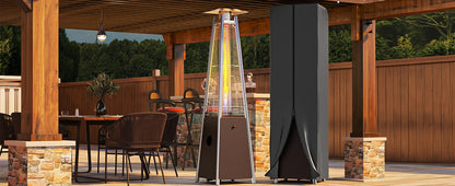 Patio Heater, 48,000 Btu Outdoor Pyramid Patio Heater, Quartz Glass Tube Propane Heater with Cover and Wheels