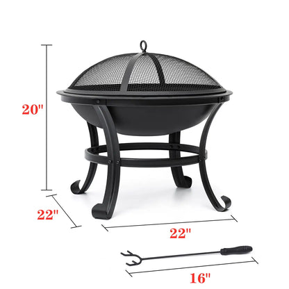 6 Sizes Metal Fire Pit with Mesh Cover & BBQ Grill – Outdoor Patio & Garden Heating Stove 🔥