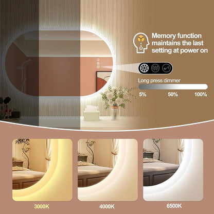 LED Bathroom Mirror with Lights – Bluetooth Speaker, Dimmable Brightness & Anti-Fog Technology