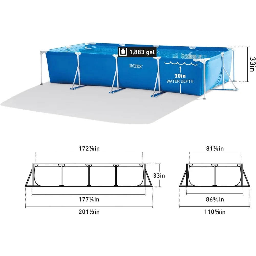 14.75' x 86" x 33" Rectangular Frame Above-Ground Swimming Pool – Durable Backyard Pool for Kids & Adults