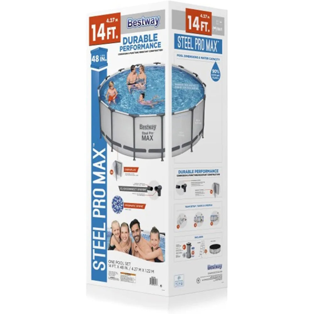 Bestway Steel Pro MAX 14ft x 48in Round Above-Ground Pool Set with Filter Pump, Ladder & Cover