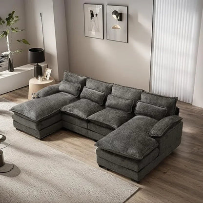 110" U-Shaped Chenille Sectional Sofa – Modern, Comfy & Stylish