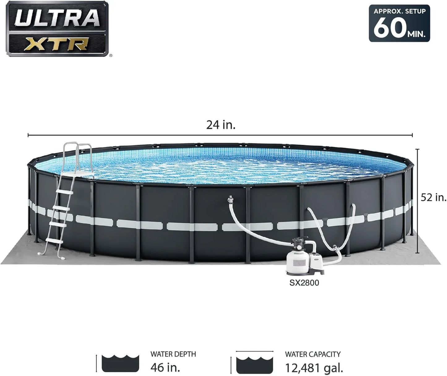 Ultra XTR Deluxe Above-Ground Swimming Pool Set with Cartridge Sand Filter Pump – Durable & Easy to Assemble