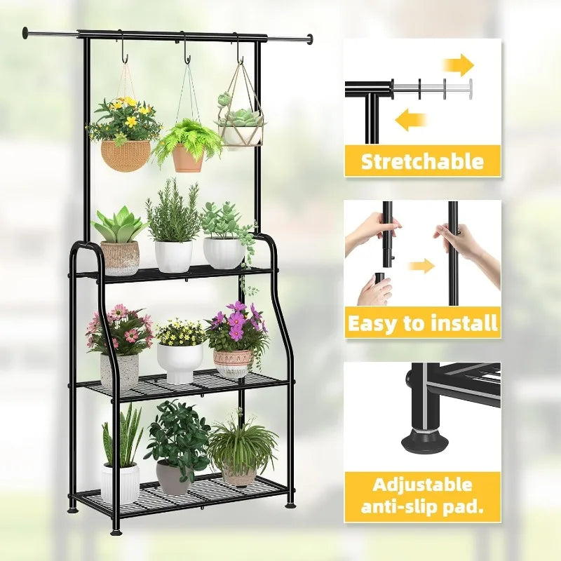 Heavy Duty Metal 3-Tiered Hanging Plant Stand