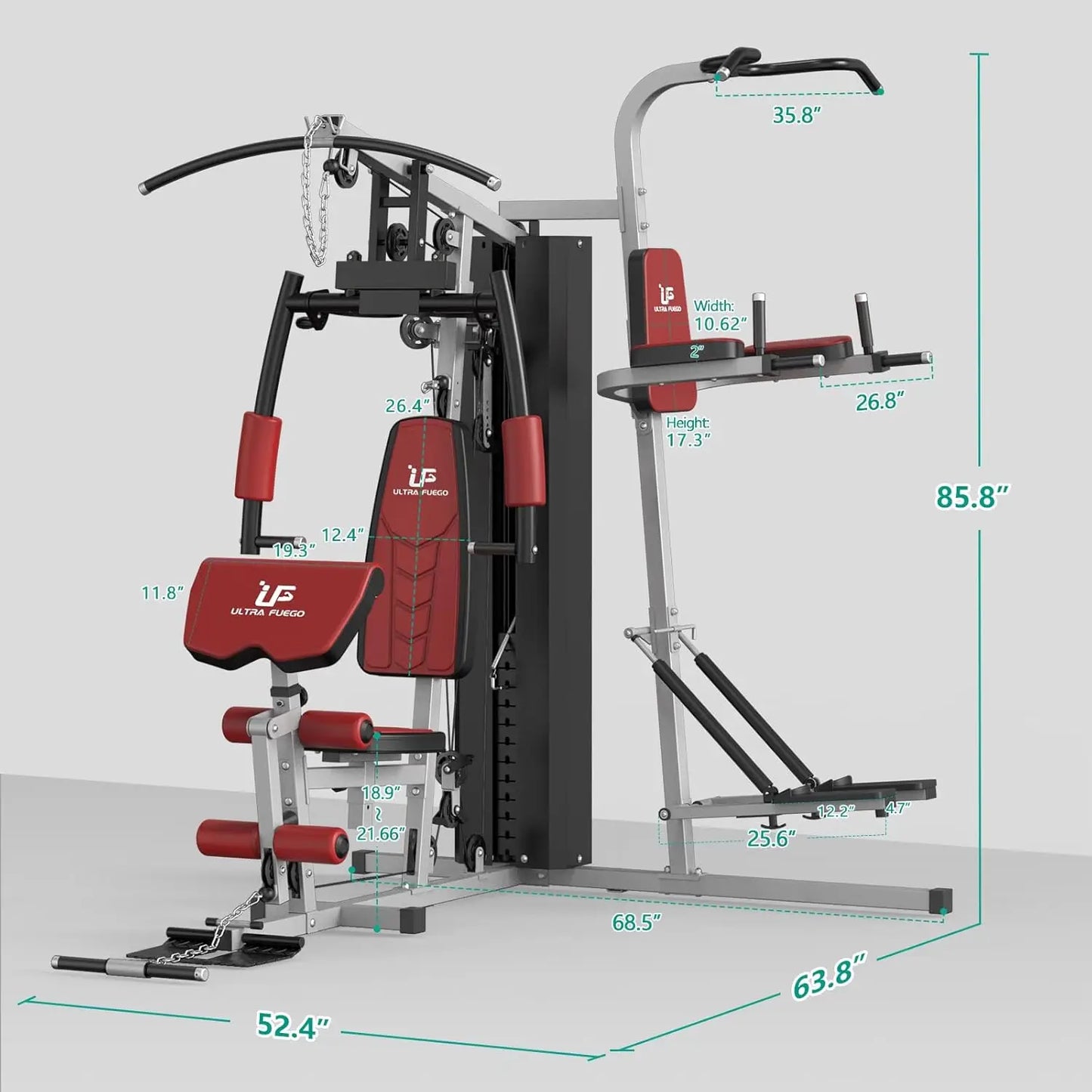 Multifunctional Home Gym Equipment Workout Station with Pulley System, Arm, and Leg Developer for Full Body Training