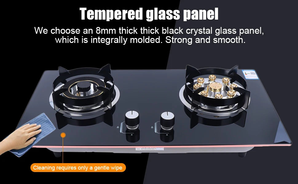 Dual Burner Gas Stove – High Efficiency, Safe Flameout Protection & Versatile Cooking