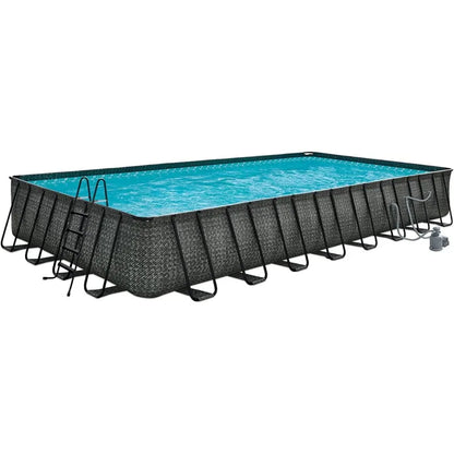 Oasis Designer Outdoor Rectangular Frame Above-Ground Swimming Pool Set (32ft x 16ft)