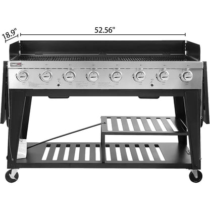 8-Burner Propane Gas BBQ Grill with Cover – 104,000 BTU Power for Outdoor Cooking