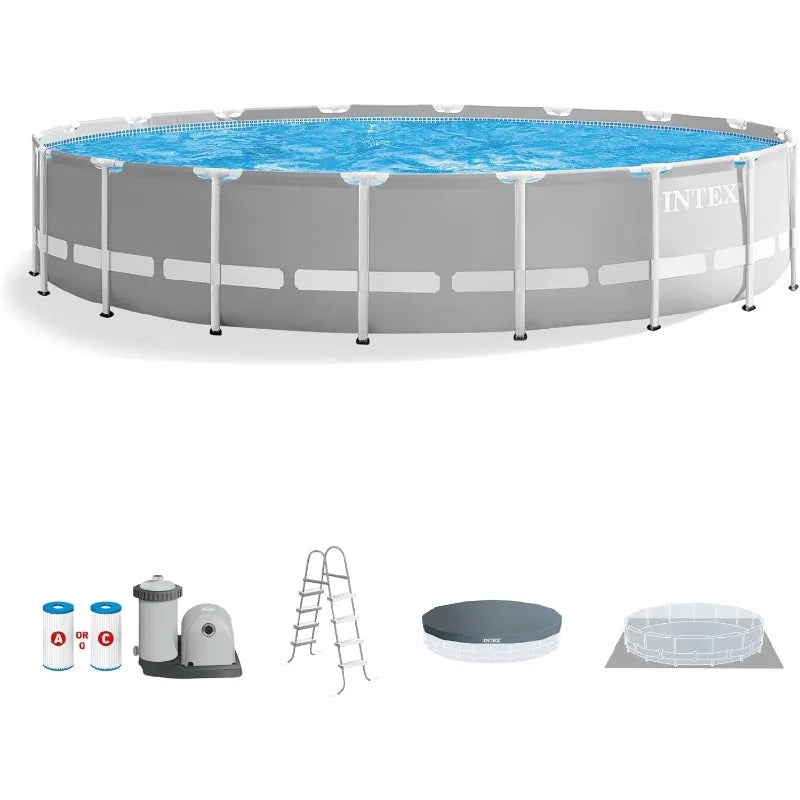 Intex 26755EH Prism Frame Premium Above Ground Swimming Pool Set – 20ft x 52in