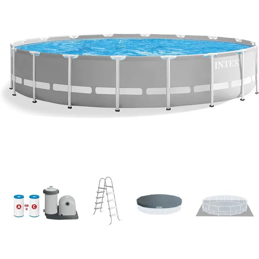 Intex 26755EH Prism Frame Premium Above Ground Swimming Pool Set – 20ft x 52in