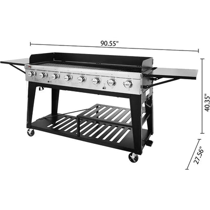 8-Burner Propane Gas BBQ Grill with Cover – 104,000 BTU Power for Outdoor Cooking