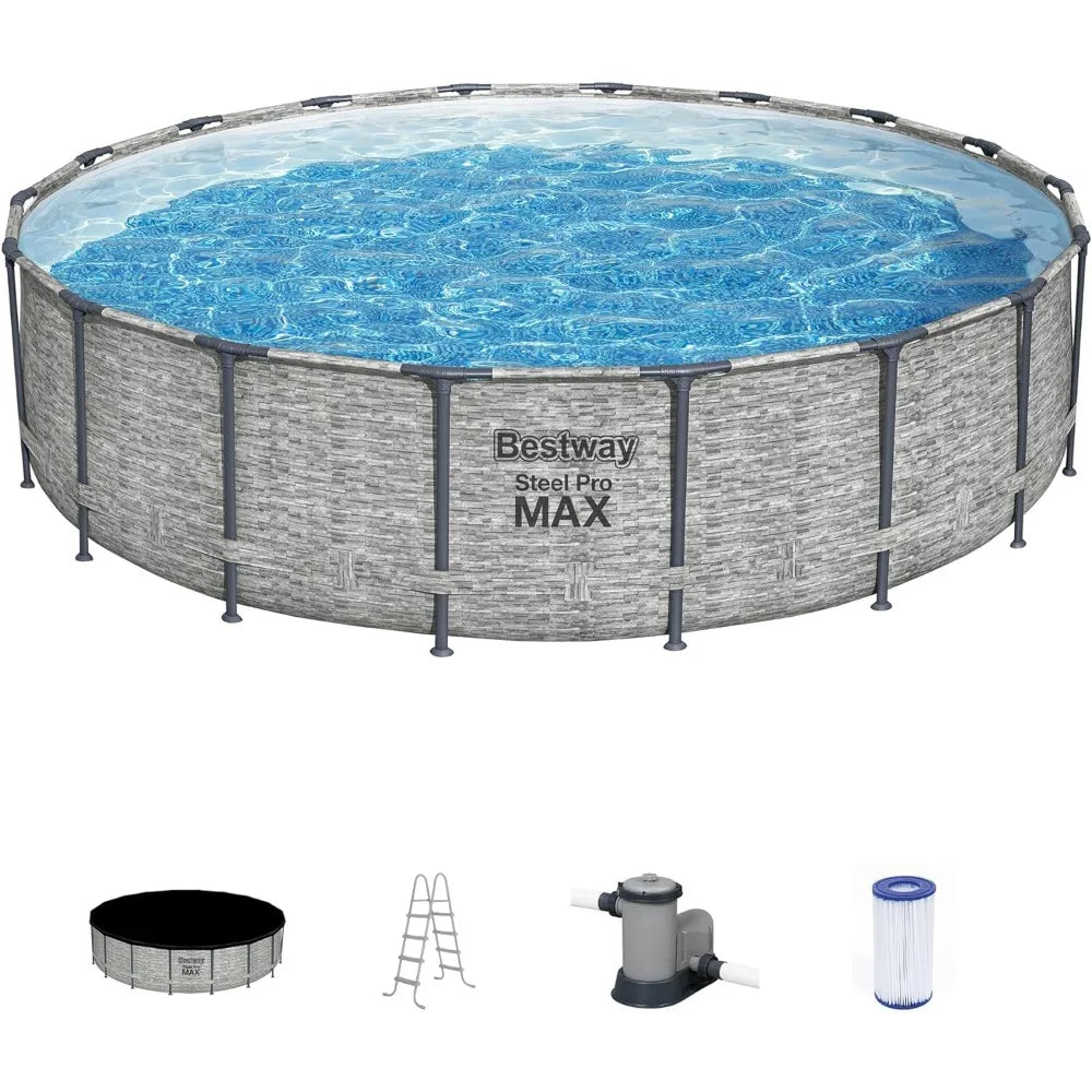 Bestway Steel Pro MAX 14ft x 48in Round Above-Ground Pool Set with Filter Pump, Ladder & Cover