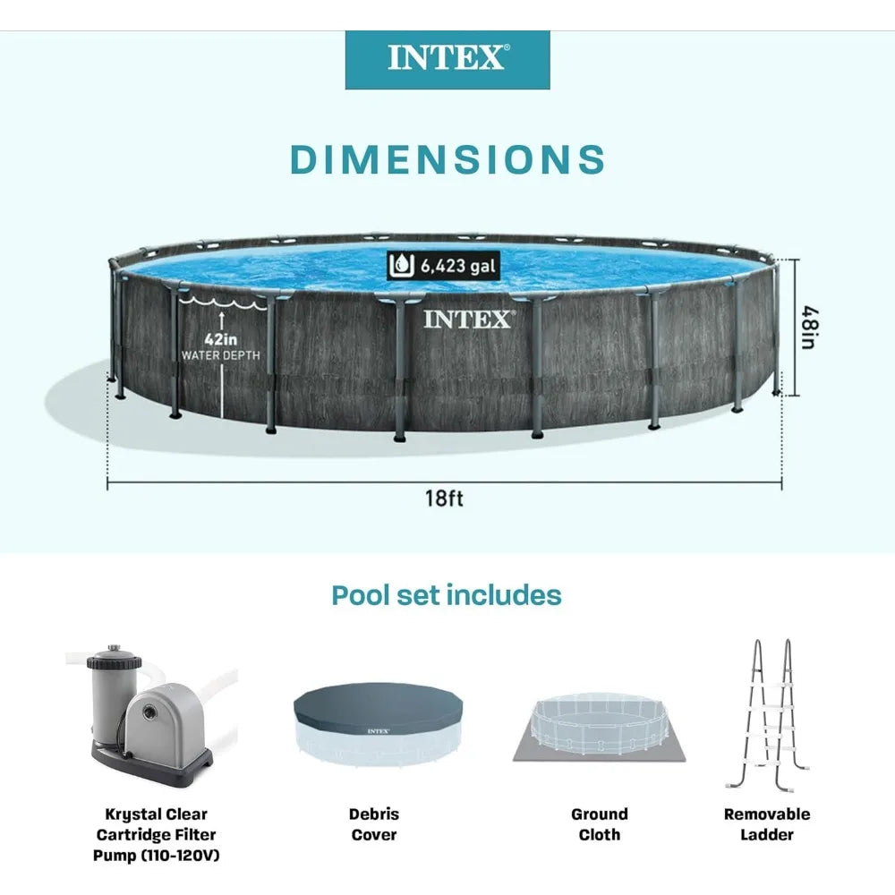 Intex 18ft x 48in Greywood Above-Ground Swimming Pool Set