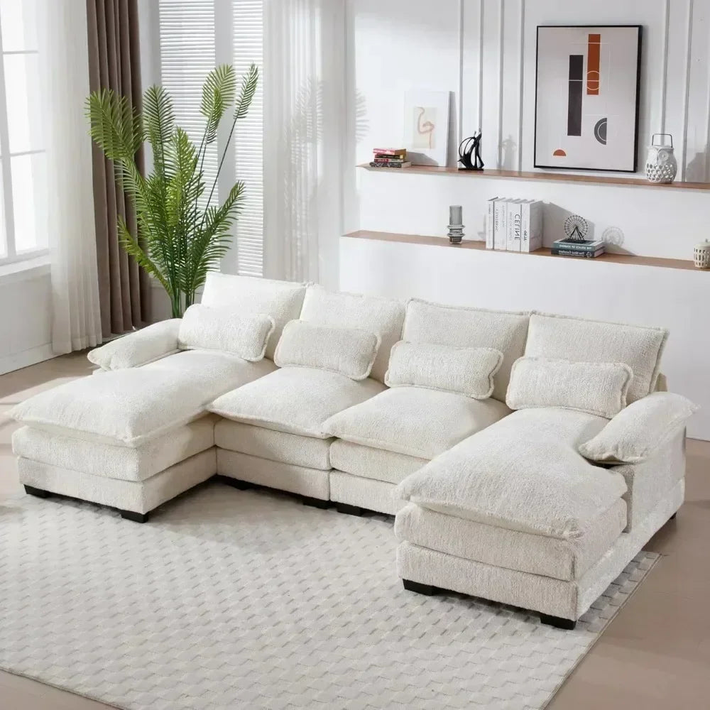 110" U-Shaped Chenille Sectional Sofa – Modern, Comfy & Stylish