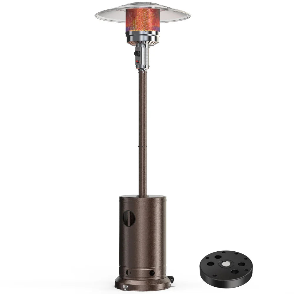 48,000 BTU Propane Patio Heater with Tabletop, Double-Layer Stainless Steel Burner and Safety Protection System, Outdoor Patio