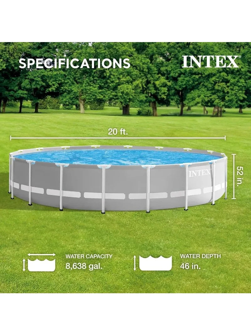 Intex 26755EH Prism Frame Premium Above Ground Swimming Pool Set – 20ft x 52in