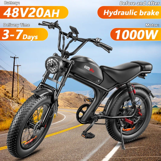 Emoko C93 Fat Tire Electric Bike – 1000W Motor, 48V 20Ah Battery