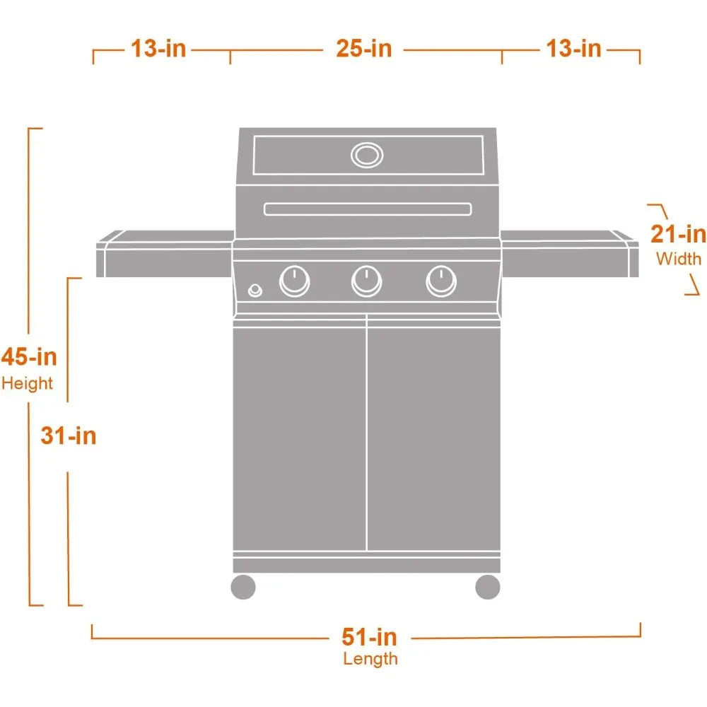 Monument Mesa 300 Clearview 3-Burner Propane Gas Grill – Stainless Steel Heavy-Duty Cabinet Style BBQ 🔥