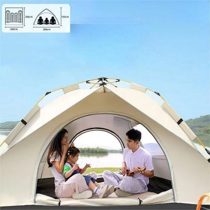 Automatic Quick-Opening Camping Tent - 3-4 Person, Waterproof, Portable with Two Doors and Windows