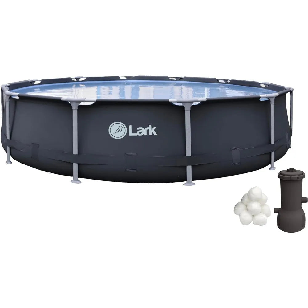 Lark 14ft x 33in Fiberglass Frame Above Ground Swimming Pool with 530 GPH Filtration Pump