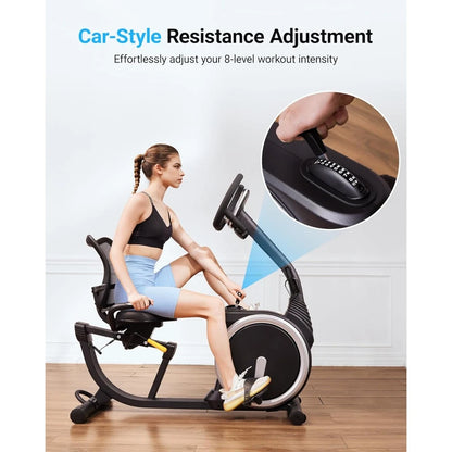 High-End Recumbent Exercise Bike with Magnetic Resistance, Bluetooth Connectivity & Smart Fitness App – Silent Stationary Bike for Home Workouts