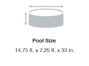 14.75' x 86" x 33" Rectangular Frame Above-Ground Swimming Pool – Durable Backyard Pool for Kids & Adults