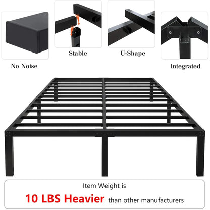 18-Inch Heavy-Duty Metal Platform Bed Frame – Built for Durability and Style