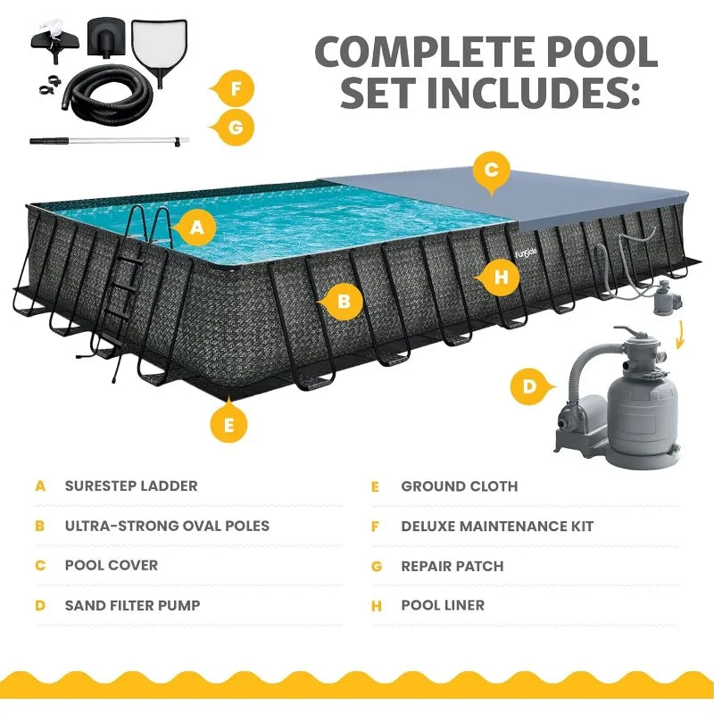 Oasis Designer Outdoor Rectangular Frame Above-Ground Swimming Pool Set (32ft x 16ft)