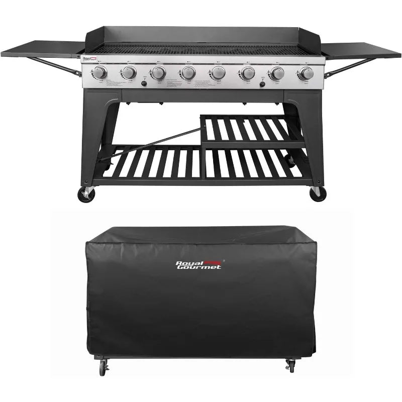 8-Burner Propane Gas BBQ Grill with Cover – 104,000 BTU Power for Outdoor Cooking