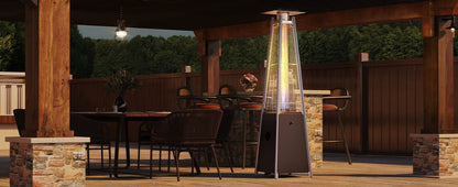 Patio Heater, 48,000 Btu Outdoor Pyramid Patio Heater, Quartz Glass Tube Propane Heater with Cover and Wheels