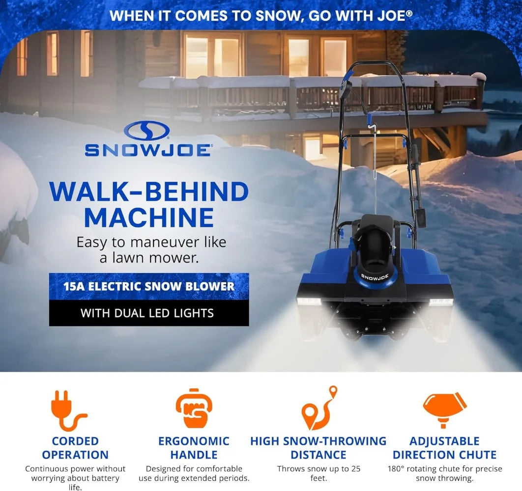 Snow Joe 15A Electric Snow Blower – 22" Walk-Behind Snow Removal Machine