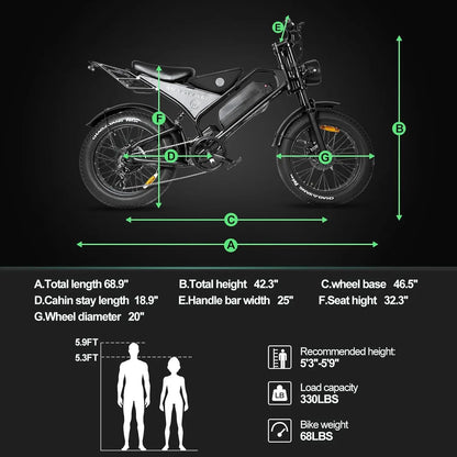 48V 1000W Electric Fat Tire Bike – High-Performance Off-Road Adventure