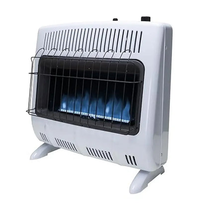 30,000 BTU Blue Flame Propane Heater Rooms Cabins Garage Reliable Performance Easy Control & Ignition Safe & Versatile Mounting