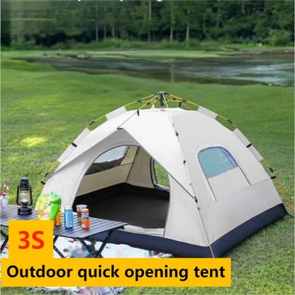 Automatic Quick-Opening Camping Tent - 3-4 Person, Waterproof, Portable with Two Doors and Windows