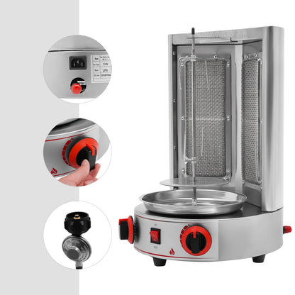 Gas Doner Kebab Grill Machine – 2-Burner Infrared Rotating Gyro Oven