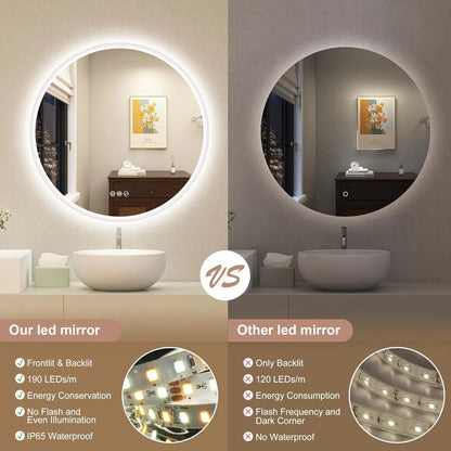 LED Bathroom Mirror with Lights – Bluetooth Speaker, Dimmable Brightness & Anti-Fog Technology