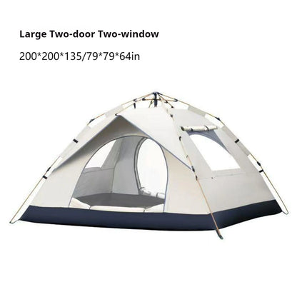 Automatic Quick-Opening Camping Tent - 3-4 Person, Waterproof, Portable with Two Doors and Windows