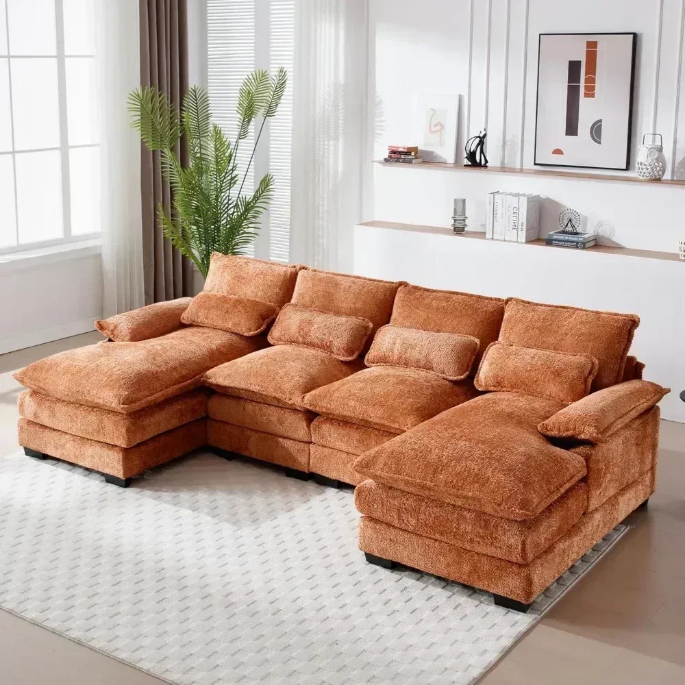 110" U-Shaped Chenille Sectional Sofa – Modern, Comfy & Stylish