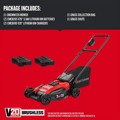 CRAFTSMAN V20 20-Inch Brushless Cordless Push Mower – Powerful, Efficient, and Space-Saving