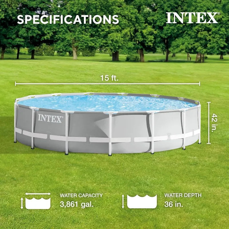 Intex 26723EH Prism Frame Premium Above-Ground Pool Set – 15ft x 42in