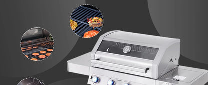 Convertible 4-Burner Natural Gas & Propane Grill – Stainless Steel Cabinet Style