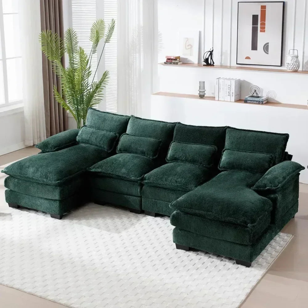 110" U-Shaped Chenille Sectional Sofa – Modern, Comfy & Stylish