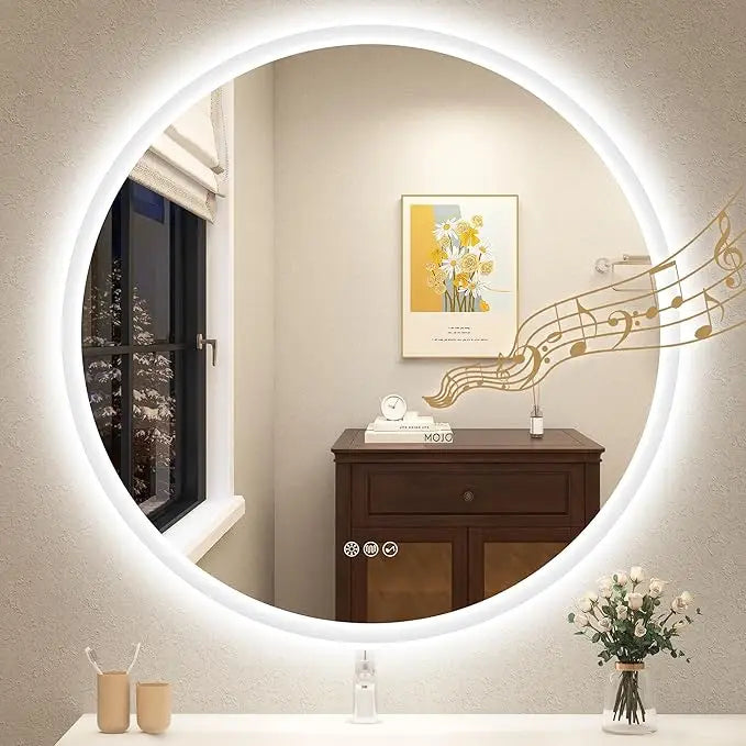 LED Bathroom Mirror with Lights – Bluetooth Speaker, Dimmable Brightness & Anti-Fog Technology