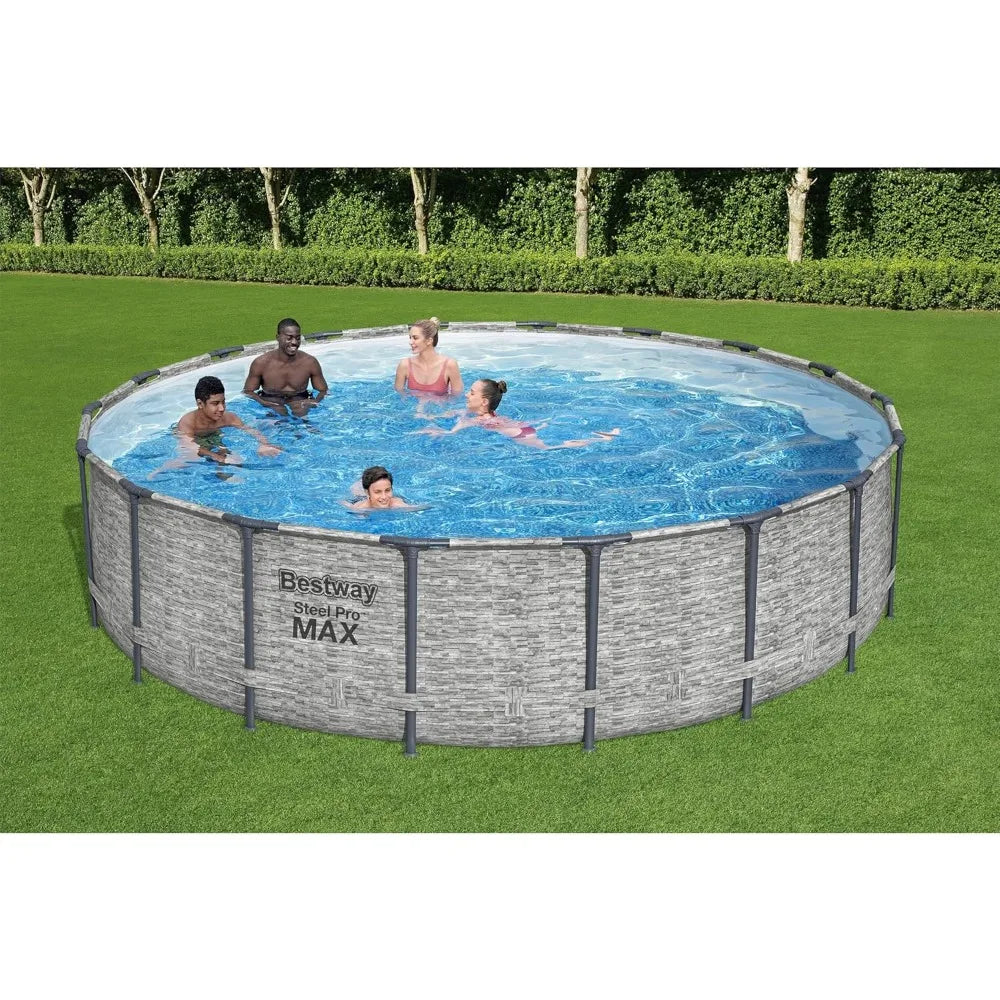 Bestway Steel Pro MAX 14ft x 48in Round Above-Ground Pool Set with Filter Pump, Ladder & Cover