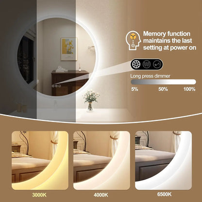 LED Bathroom Mirror with Lights – Bluetooth Speaker, Dimmable Brightness & Anti-Fog Technology