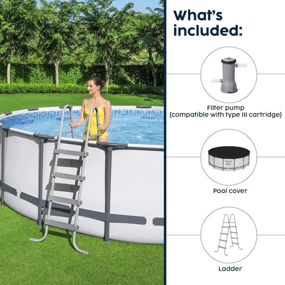 Bestway Steel Pro MAX 14ft x 48in Round Above-Ground Pool Set with Filter Pump, Ladder & Cover