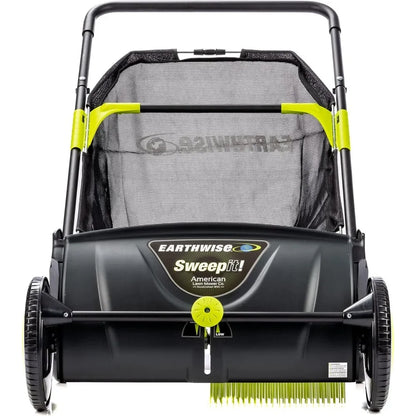 21-Inch Width Leaf & Grass Push Lawn Sweeper, Black